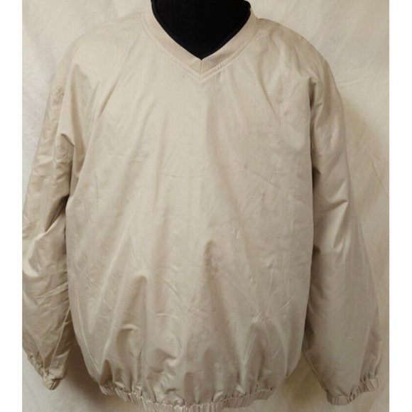 PGA Tour Men's XL Beige Golf Pullover Long Sleeve V Neck Windbreaker Jacket - Picture 1 of 12